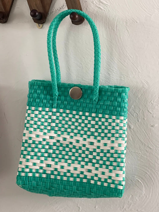 Small Mexican Handwoven Plastic Recycled bag, Eco Friendly Woven Bag Mexican,